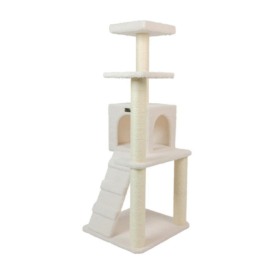 Armarkat Ivory Fleece Covered 53" High Real Wood Cat Tree, B5301