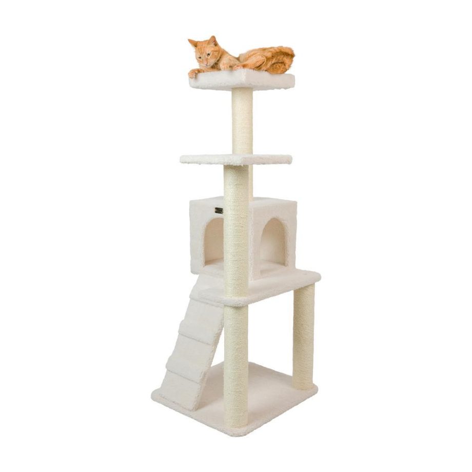 Armarkat Ivory Fleece Covered 53" High Real Wood Cat Tree, B5301