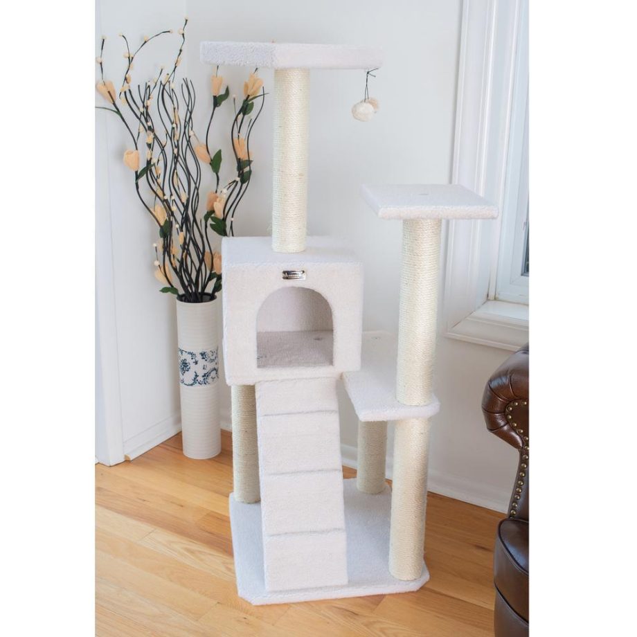 Armarkat Ivory Fleece Covered 53" High Real Wood Cat Tree, B5301