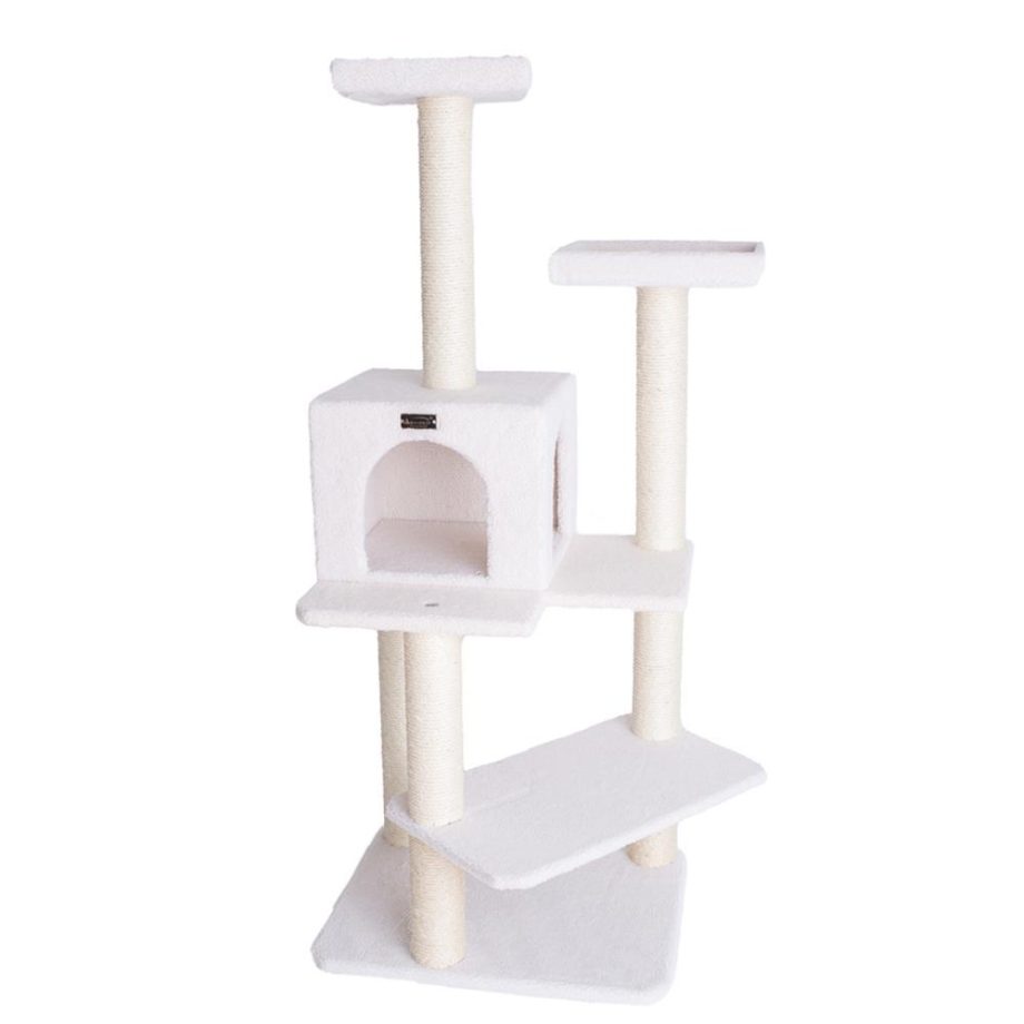 Armarkat Ivory 57" High Real Wood Cat Tree, Fleece Covered Cat Climber, B5701