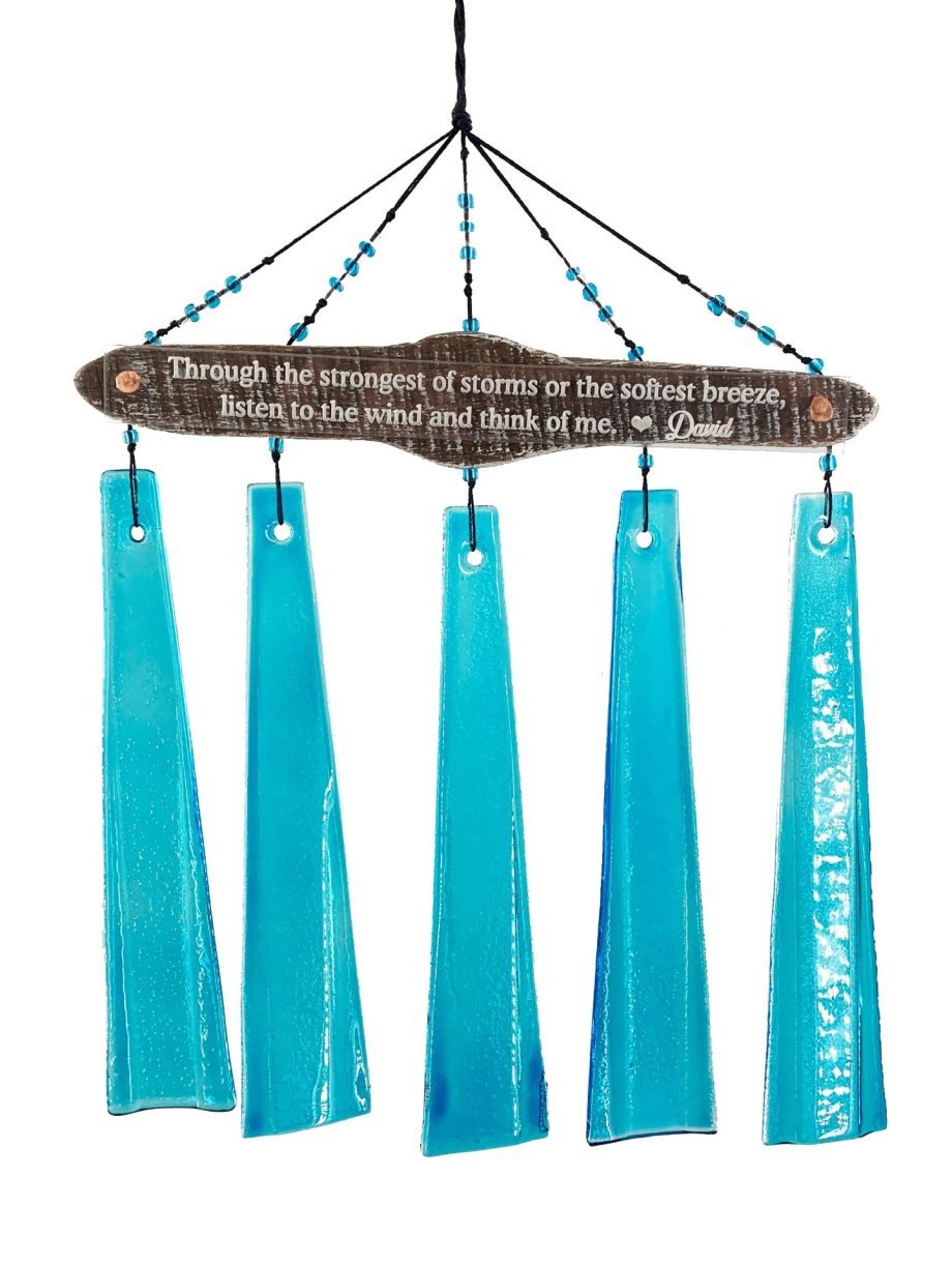 SALE: Memorial Gift in Aqua or Cobalt "Through the Storm" Acrylic Custom Wind Chime Sun Catcher Combo Sympathy Gift by Weathered Raindrop