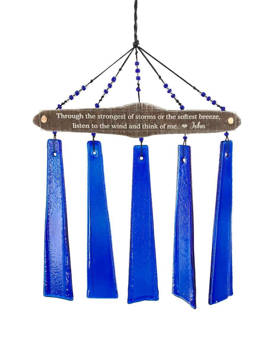 SALE: Memorial Gift in Aqua or Cobalt "Through the Storm" Acrylic Custom Wind Chime Sun Catcher Combo Sympathy Gift by Weathered Raindrop