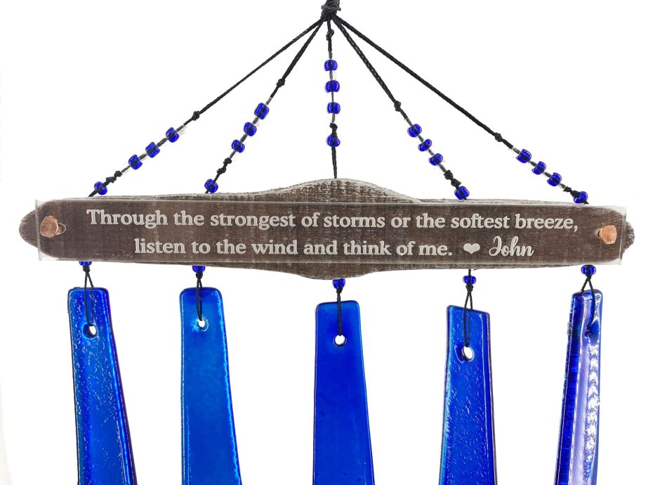 SALE: Memorial Gift in Aqua or Cobalt "Through the Storm" Acrylic Custom Wind Chime Sun Catcher Combo Sympathy Gift by Weathered Raindrop