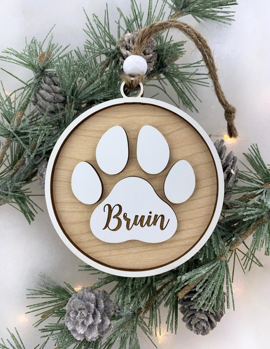 Pet Memorial Holiday Ornament in Memory of a Beloved Dog or Cat Modern Farmhouse Christmas Gift by Weathered Raindrop