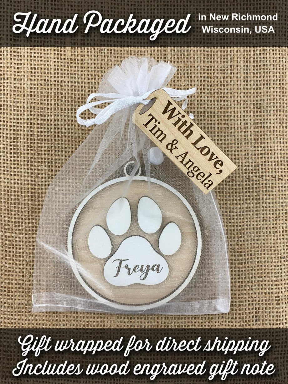 Pet Memorial Holiday Ornament in Memory of a Beloved Dog or Cat Modern Farmhouse Christmas Gift by Weathered Raindrop