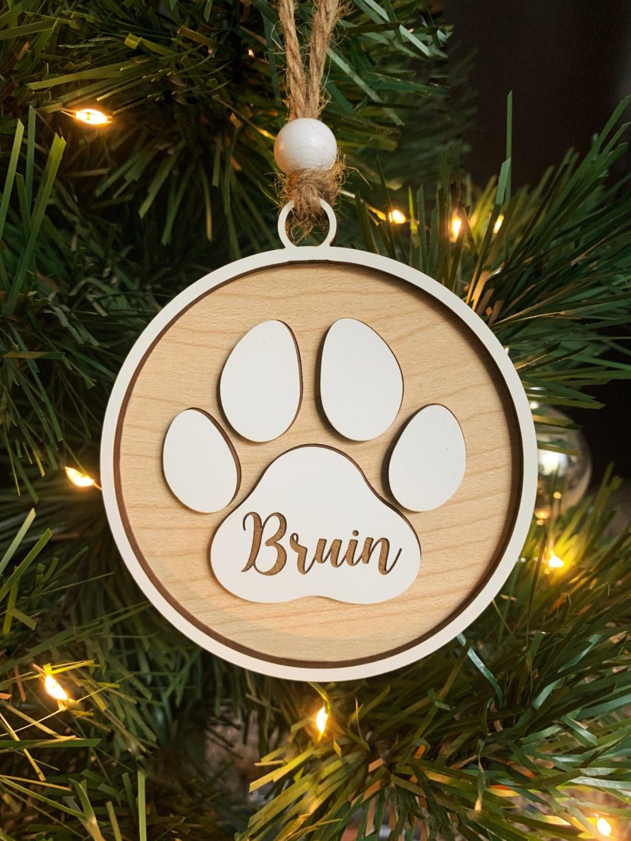 Pet Memorial Holiday Ornament in Memory of a Beloved Dog or Cat Modern Farmhouse Christmas Gift by Weathered Raindrop