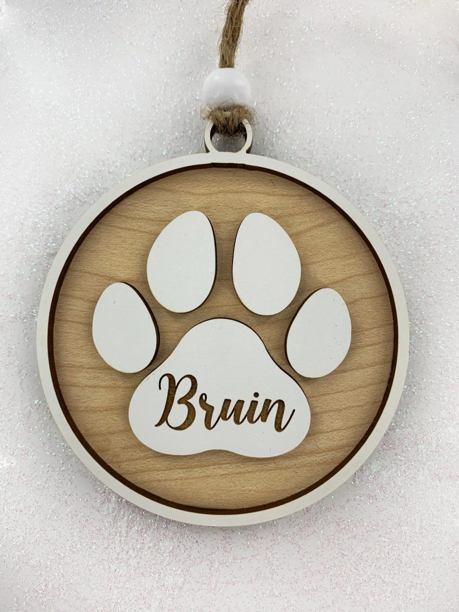 Pet Memorial Holiday Ornament in Memory of a Beloved Dog or Cat Modern Farmhouse Christmas Gift by Weathered Raindrop