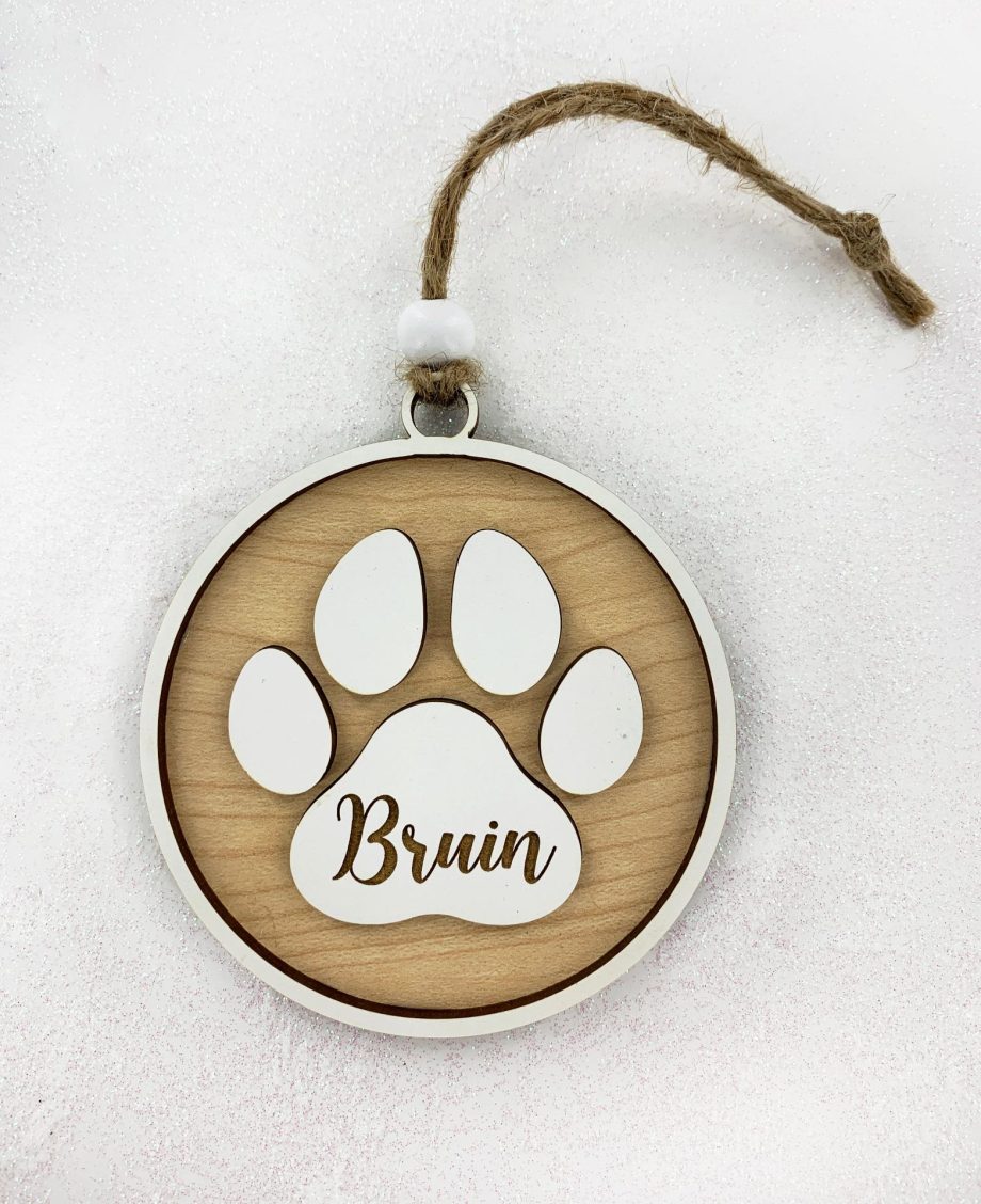 Pet Memorial Holiday Ornament in Memory of a Beloved Dog or Cat Modern Farmhouse Christmas Gift by Weathered Raindrop