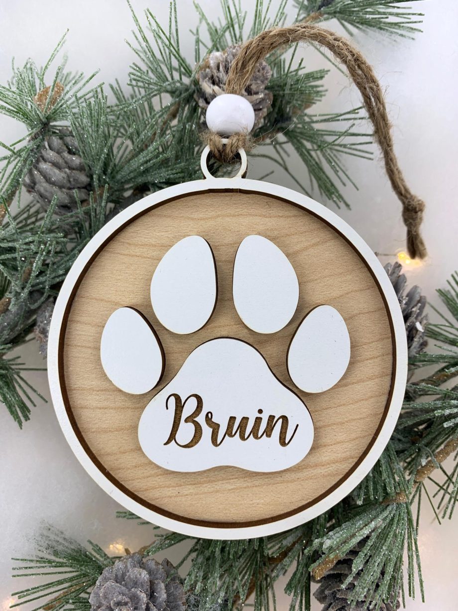 Pet Memorial Holiday Ornament in Memory of a Beloved Dog or Cat Modern Farmhouse Christmas Gift by Weathered Raindrop