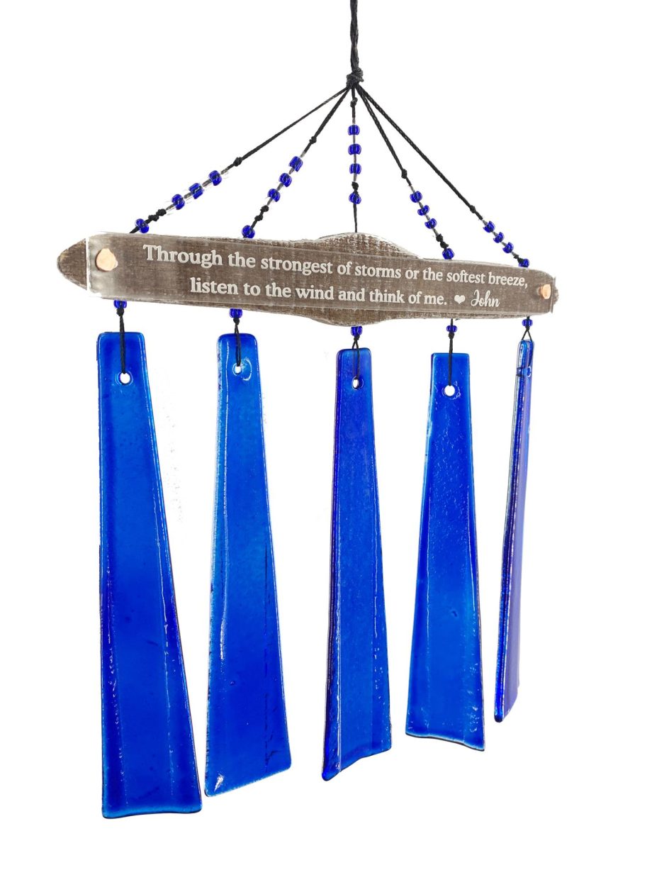 SALE Memorial Gift Through the Storm Blue Acrylic Custom Wind Chime Sun Catcher Sympathy Gift by Weathered Raindrop