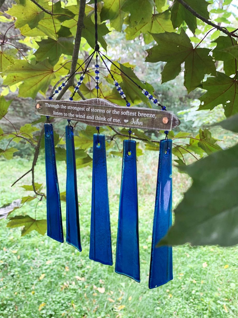 SALE Memorial Gift Through the Storm Blue Acrylic Custom Wind Chime Sun Catcher Sympathy Gift by Weathered Raindrop