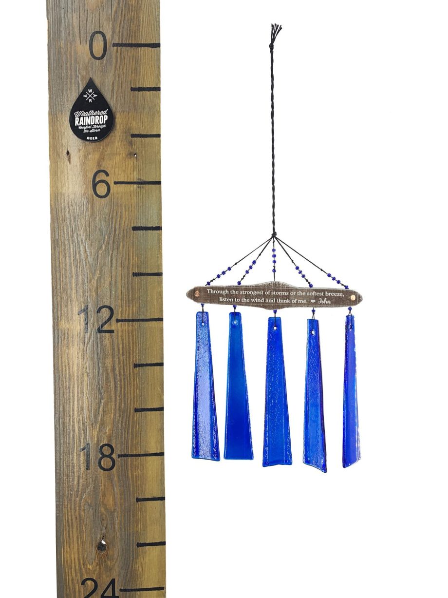 SALE Memorial Gift Through the Storm Blue Acrylic Custom Wind Chime Sun Catcher Sympathy Gift by Weathered Raindrop