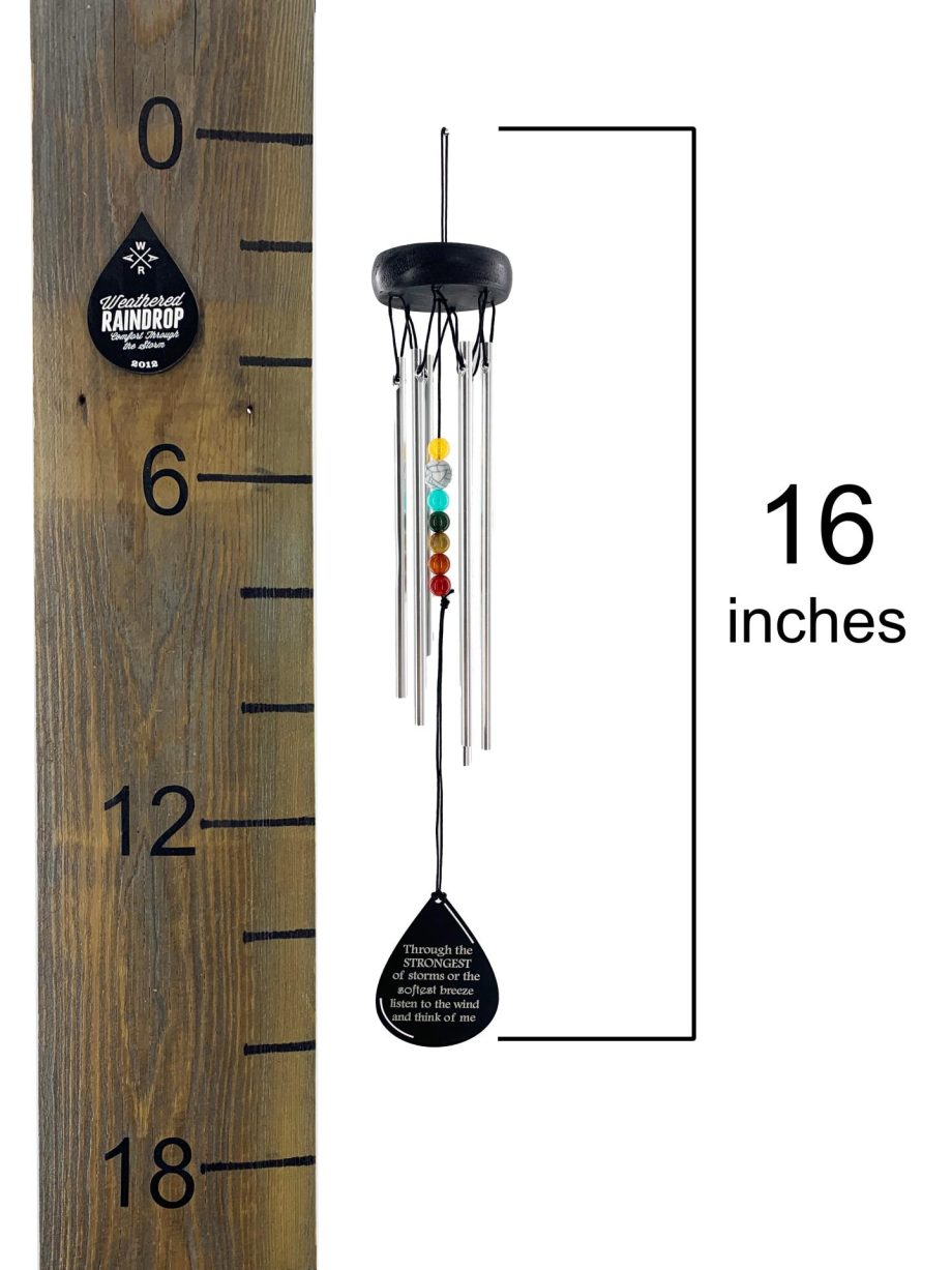 Beaded Silver Wind Chime 16 inch Gift In Memory of a Loved One Outdoor Memorial Teardrop by Weathered Raindrop