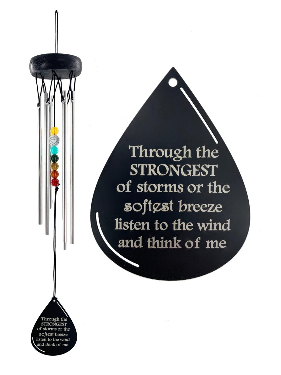 Beaded Silver Wind Chime 16 inch Gift In Memory of a Loved One Outdoor Memorial Teardrop by Weathered Raindrop