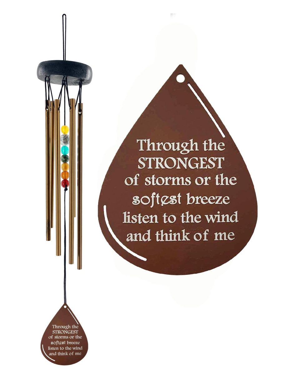 Memorial Gift Beaded Copper Wind Chime 16 inch Gift In Memory of a Loved One Outdoor Sympathy Chakra Rust Metal Teardrop