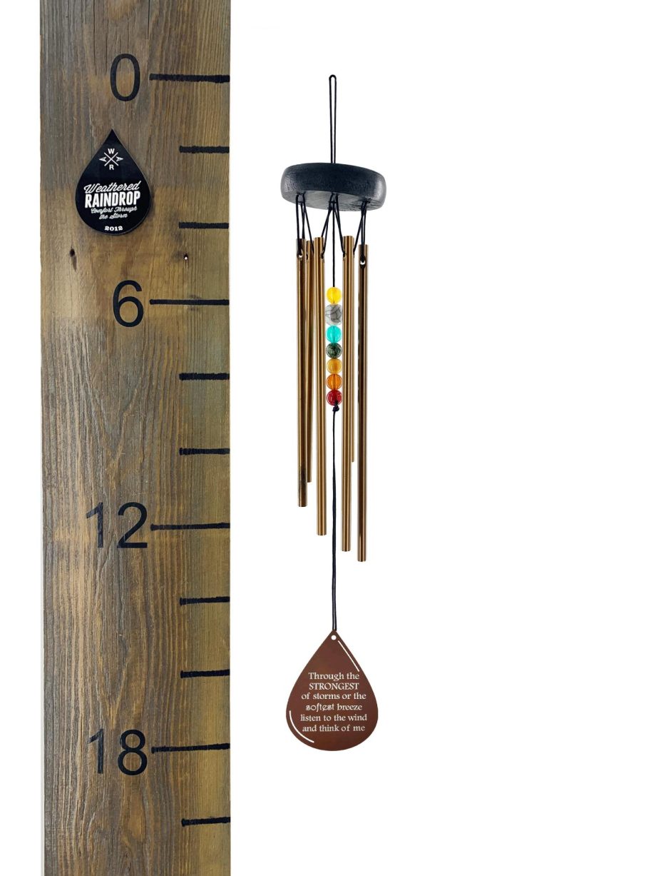 Memorial Gift Beaded Copper Wind Chime 16 inch Gift In Memory of a Loved One Outdoor Sympathy Chakra Rust Metal Teardrop