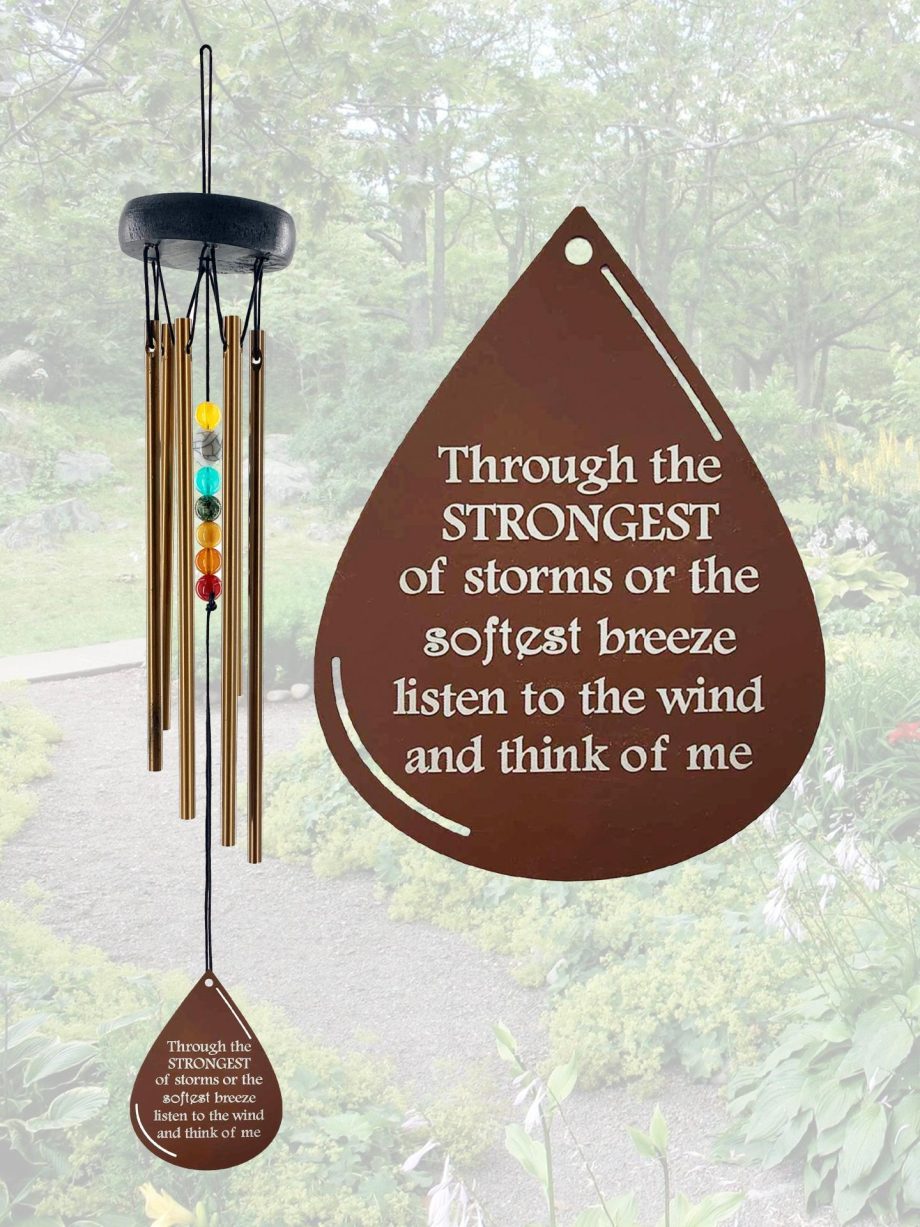 Memorial Gift Beaded Copper Wind Chime 16 inch Gift In Memory of a Loved One Outdoor Sympathy Chakra Rust Metal Teardrop