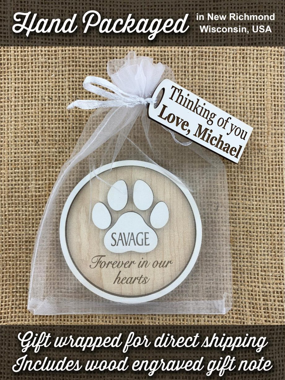 Pet Memorial Magnet "Forever in our Hearts" In Memory of Dog or Cat Sympathy Gift Paw Prints by Weathered Raindrop