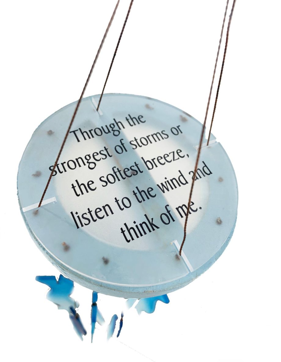 SALE: Sea Glass Blue Waves "Listen to the Wind" Memorial Wind Chime Sun Catcher Sympathy Gift by Weathered Raindrop