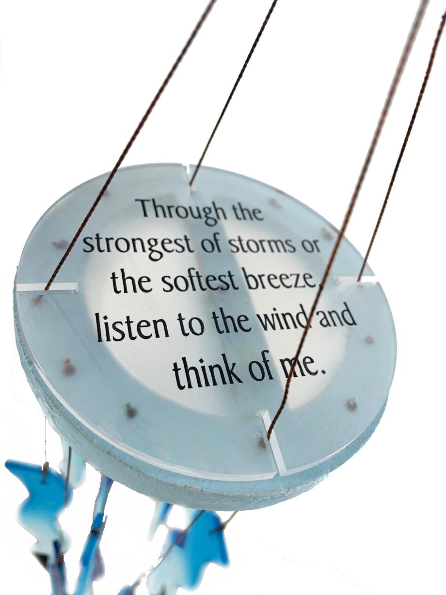 SALE: Sea Glass Blue Waves "Listen to the Wind" Memorial Wind Chime Sun Catcher Sympathy Gift by Weathered Raindrop