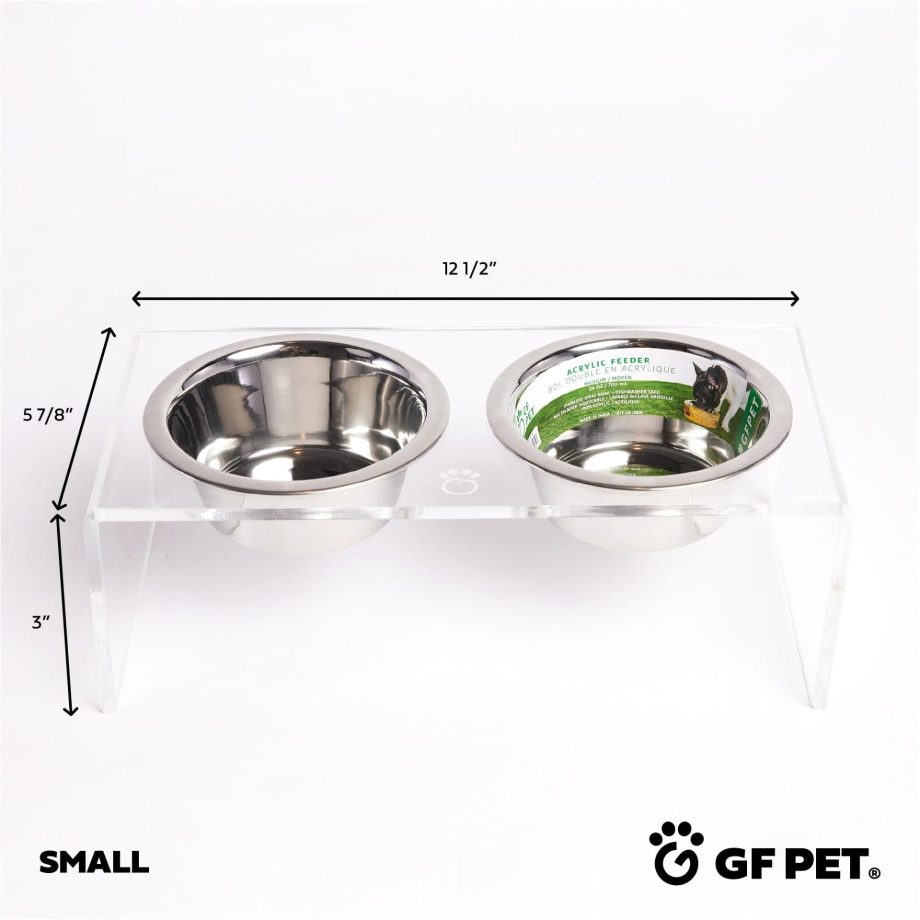 Acrylic Double Feeder Pet Food Water Bowls - Clear