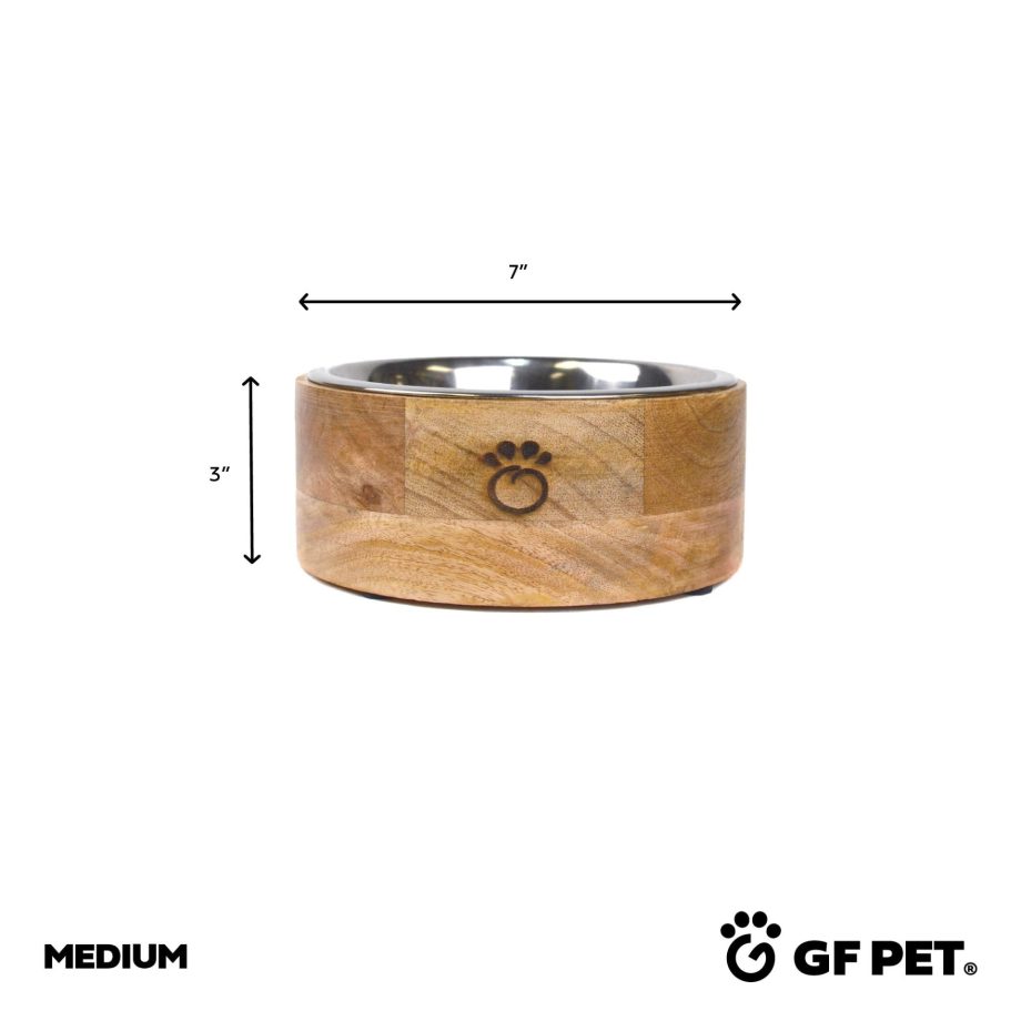 Mango Wood Pet Food Water Bowl Single