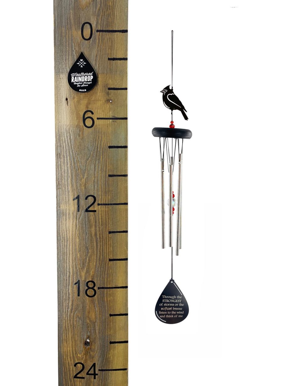 Memorial Cardinal Prisms 20 inch Wind Chime "Listen to the Wind" Sympathy Gift by Weathered Raindrop