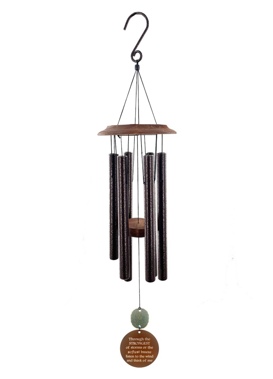 Memorial Gift Wind Chime "Through the Strongest of Storms" Includes Butterfly Hanging Hook by Weathered Raindrop