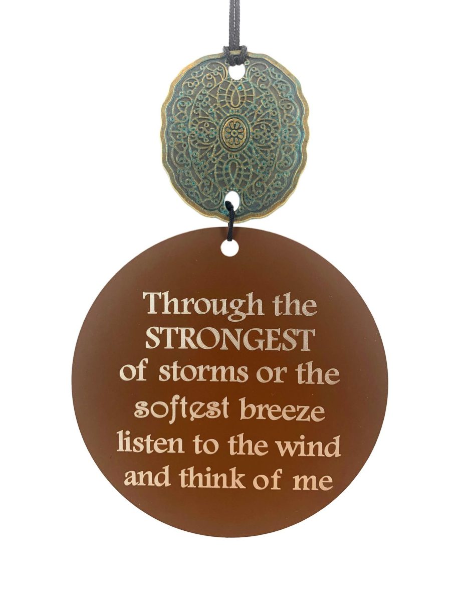 Memorial Gift Wind Chime "Through the Strongest of Storms" Includes Butterfly Hanging Hook by Weathered Raindrop