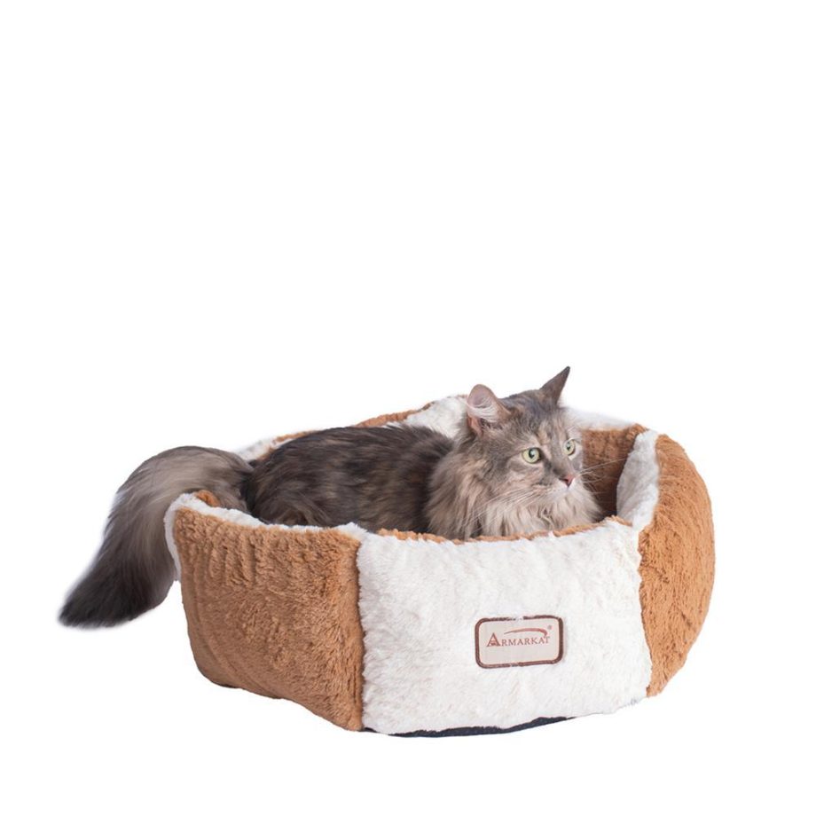 Armarkat Pet Bed Model C02NZS/MB Earth Brown and Ivory