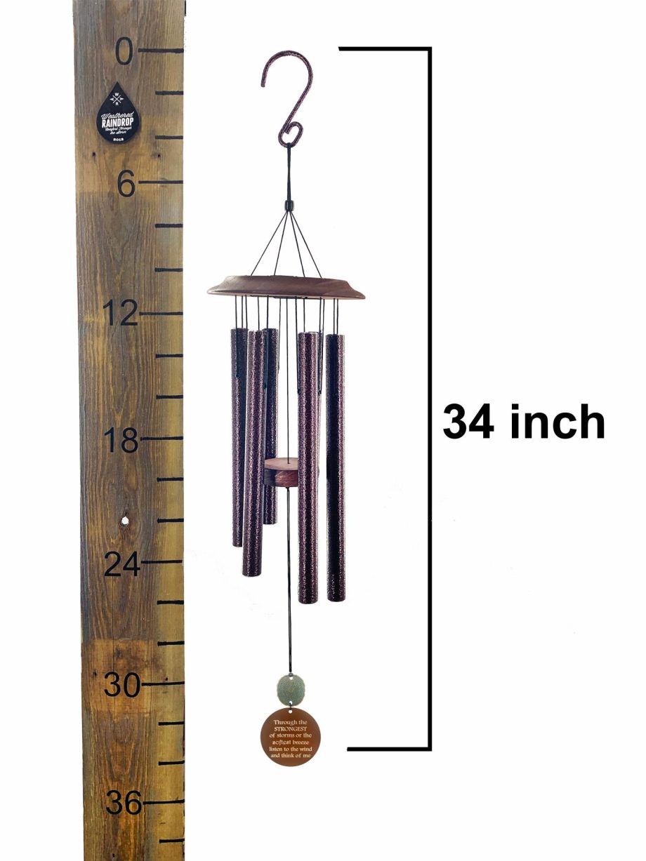 Memorial Gift Wind Chime "Through the Strongest of Storms" Includes Butterfly Hanging Hook by Weathered Raindrop