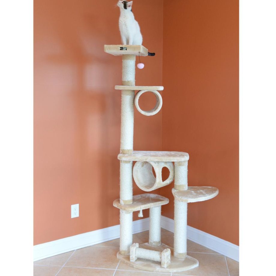 Armarkat 74 " H Press Wood Real Wood Cat Tree With Cured Sisal Posts for Scratching, A7463