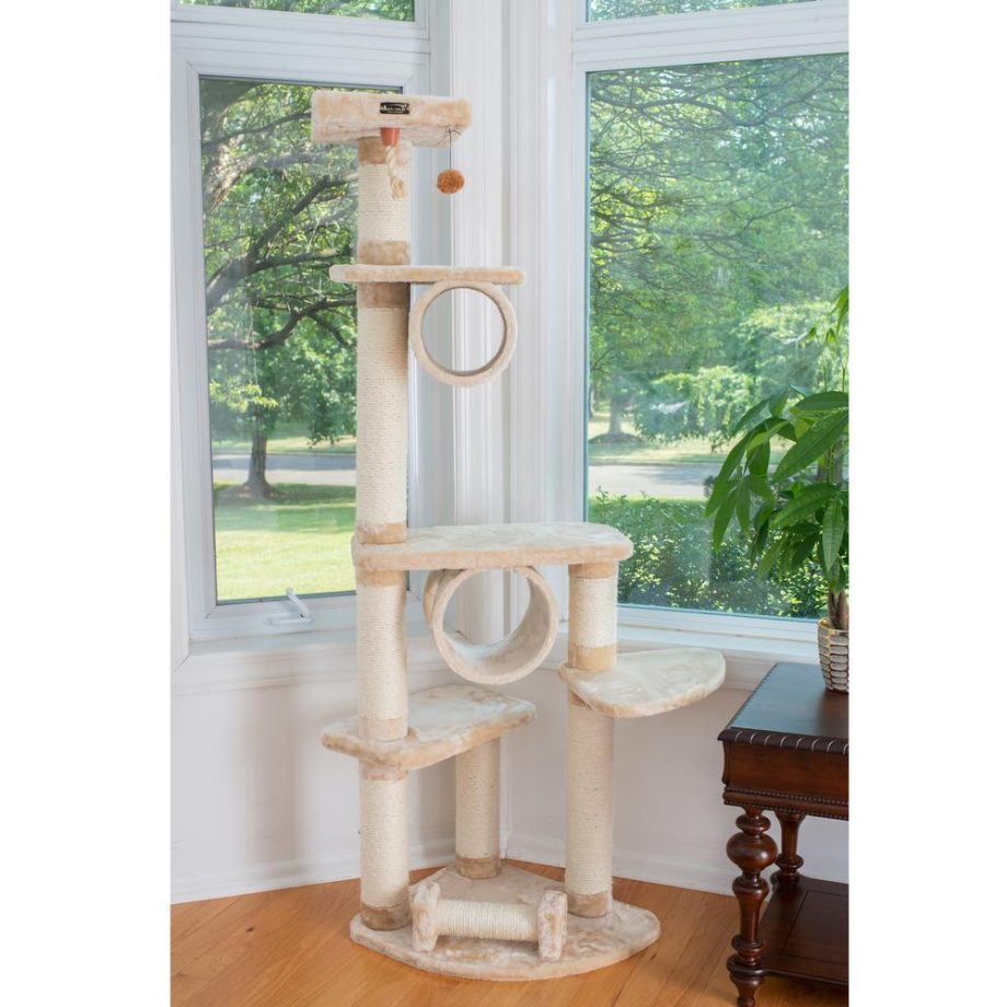 Armarkat 74 " H Press Wood Real Wood Cat Tree With Cured Sisal Posts for Scratching, A7463