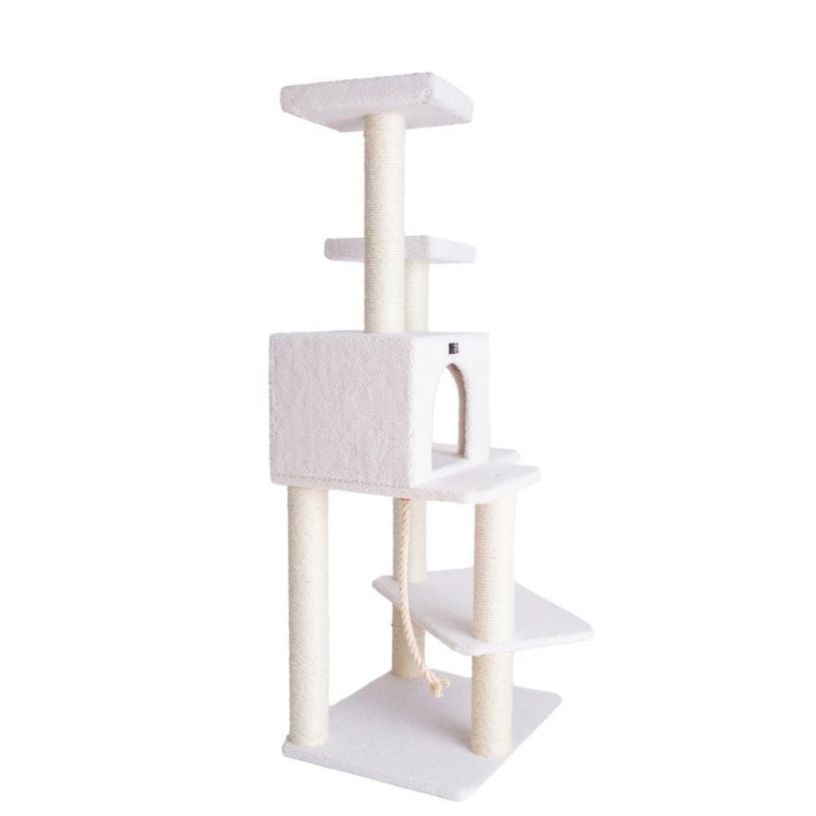 Armarkat Ivory 57" High Real Wood Cat Tree, Fleece Covered Cat Climber, B5701