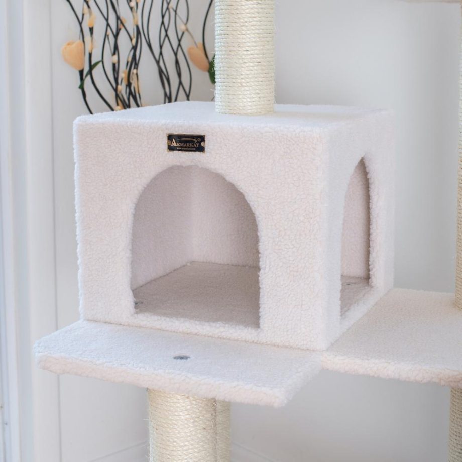 Armarkat Ivory 57" High Real Wood Cat Tree, Fleece Covered Cat Climber, B5701