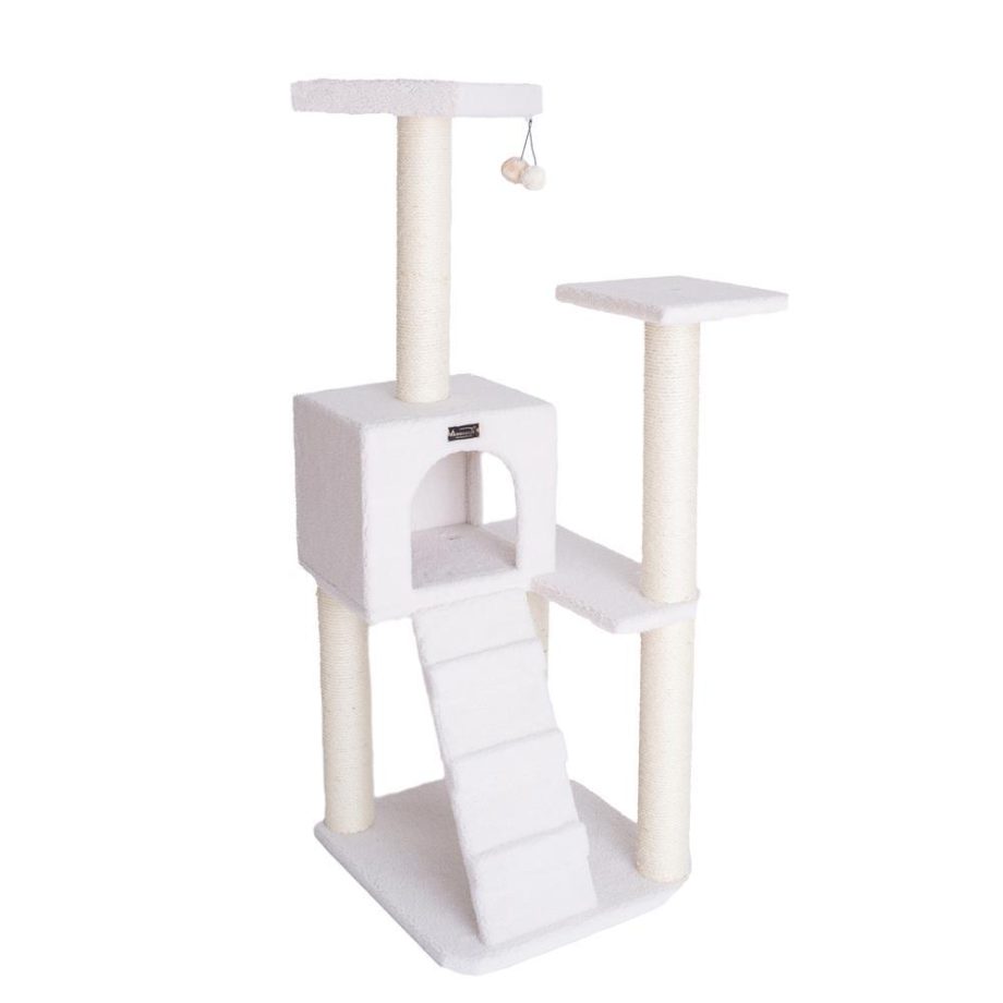 Armarkat Ivory Fleece Covered 53" High Real Wood Cat Tree, B5301