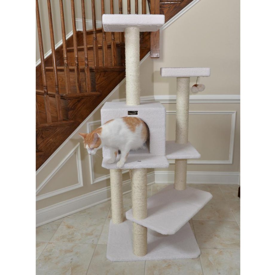 Armarkat Ivory Fleece Covered 53" High Real Wood Cat Tree, B5301