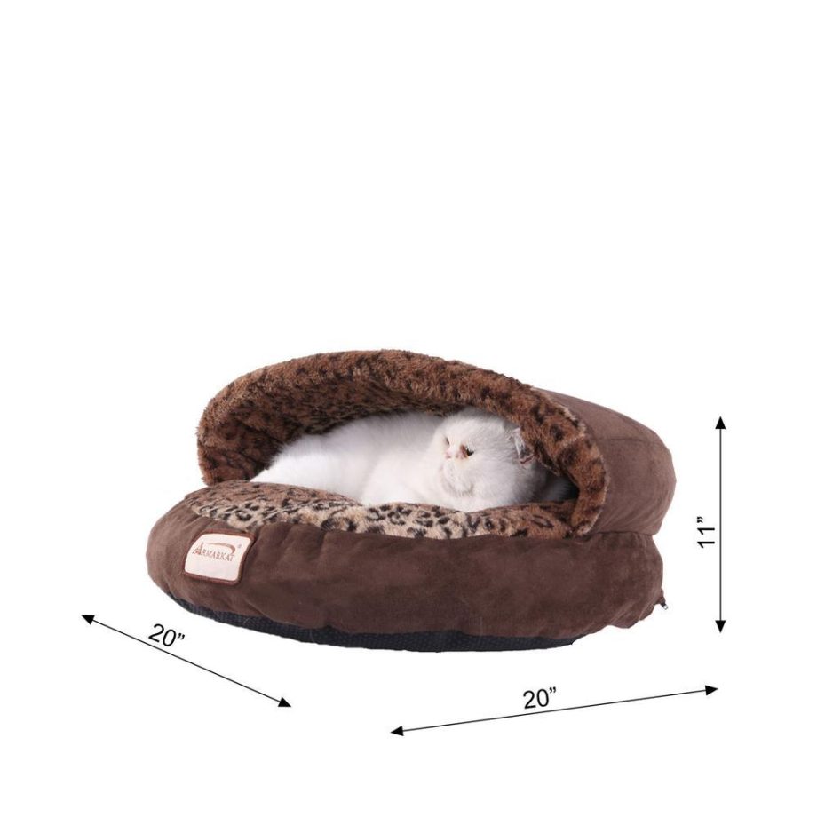 Armarkat Cat Bed Model C31HKF/BW, Mocha and Leopard