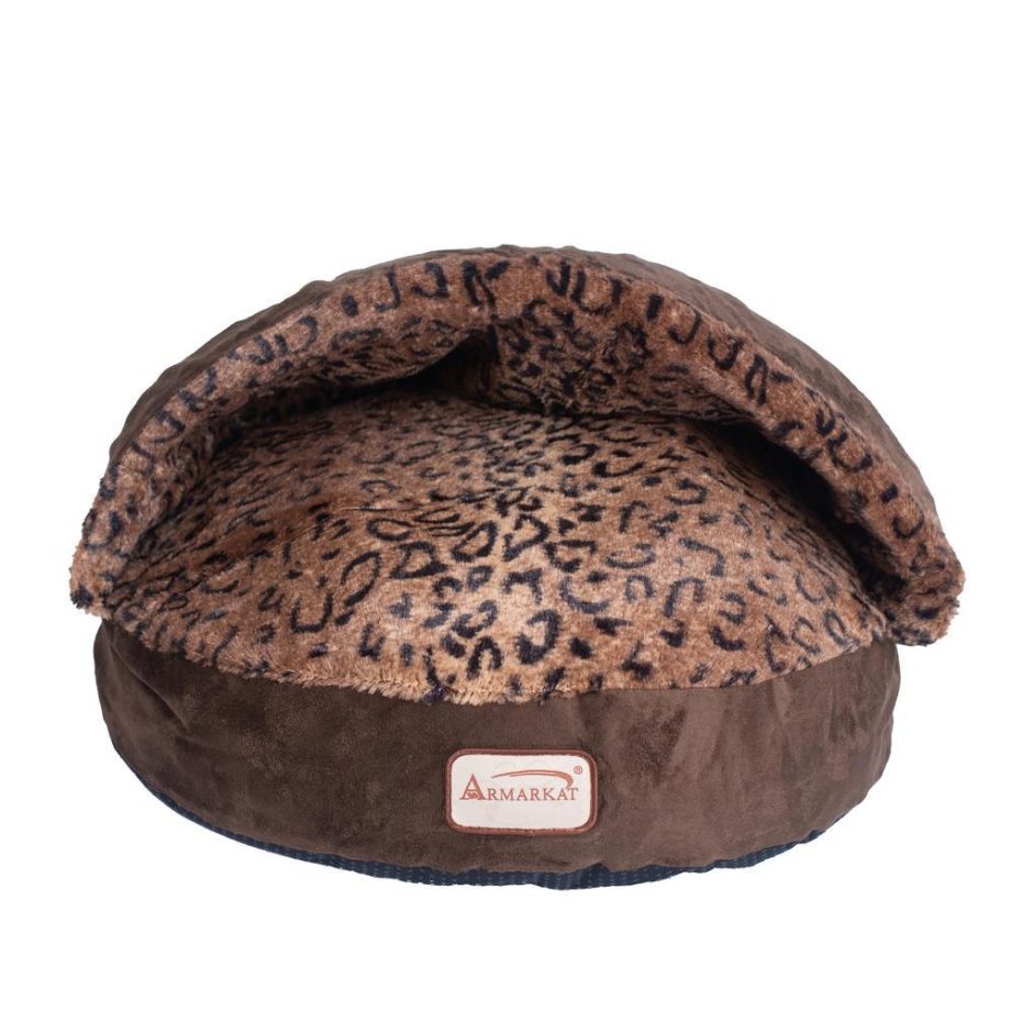 Armarkat Cat Bed Model C31HKF/BW, Mocha and Leopard