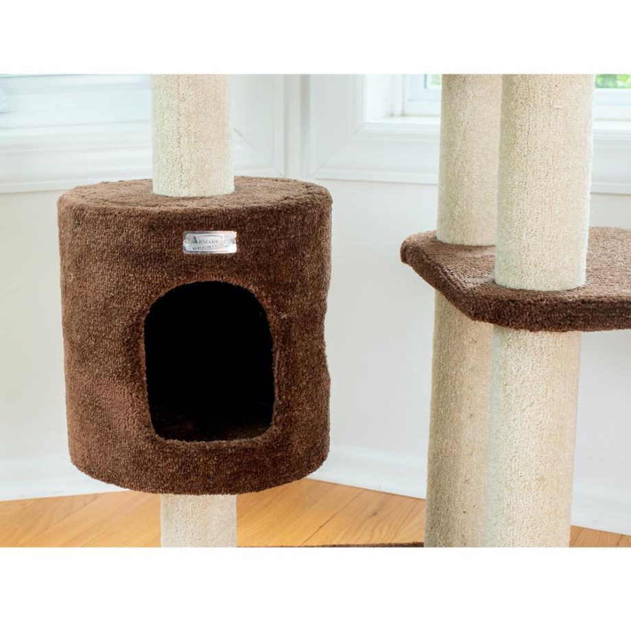 Armarkat 3-Level Carpeted Real Wood Cat Tree Condo F5502, Kitten Play House, Brown