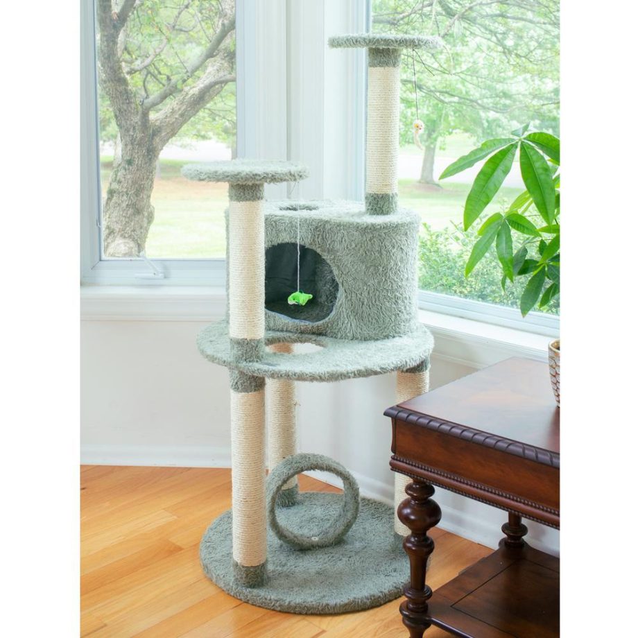 Armarkat Multi-Level Real Wood Cat Condo Furniture, Sisal Covered Scratcher, 60" , X6001