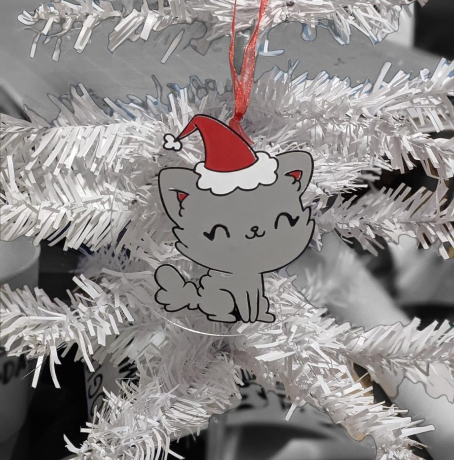 Round Acrylic Christmas Cat Ornament