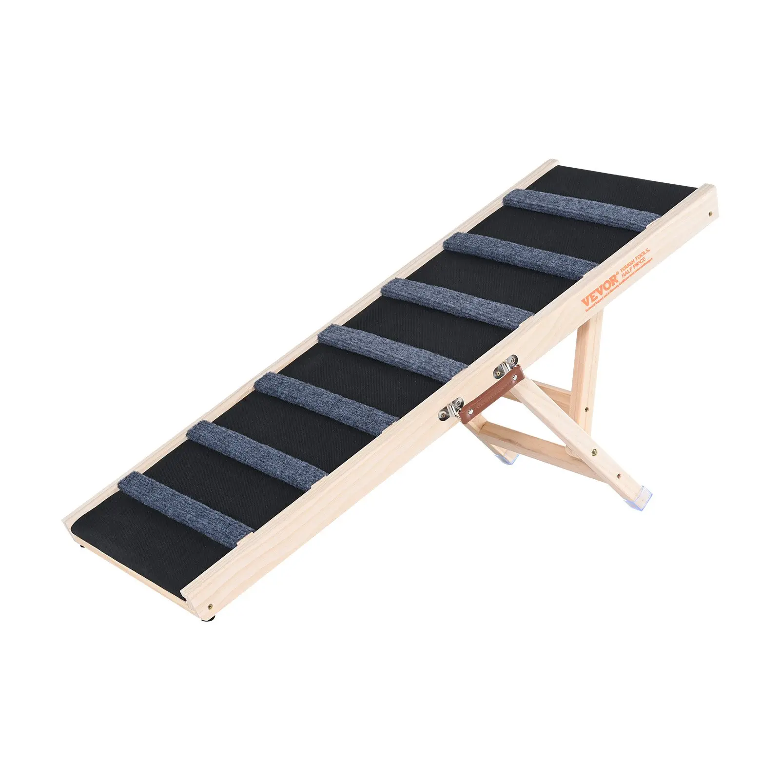 VEVOR Folding Adjustable Wooden Pet Ramp for Cats and Dogs of All Ages; Ramp 39.3" Long, Adjustable Height from 15" to 22"