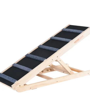 VEVOR Folding Adjustable Wooden Pet Ramp for Cats and Dogs of All Ages; Ramp 41.3" Long, Adjustable Height from 13.77" to 25.59"